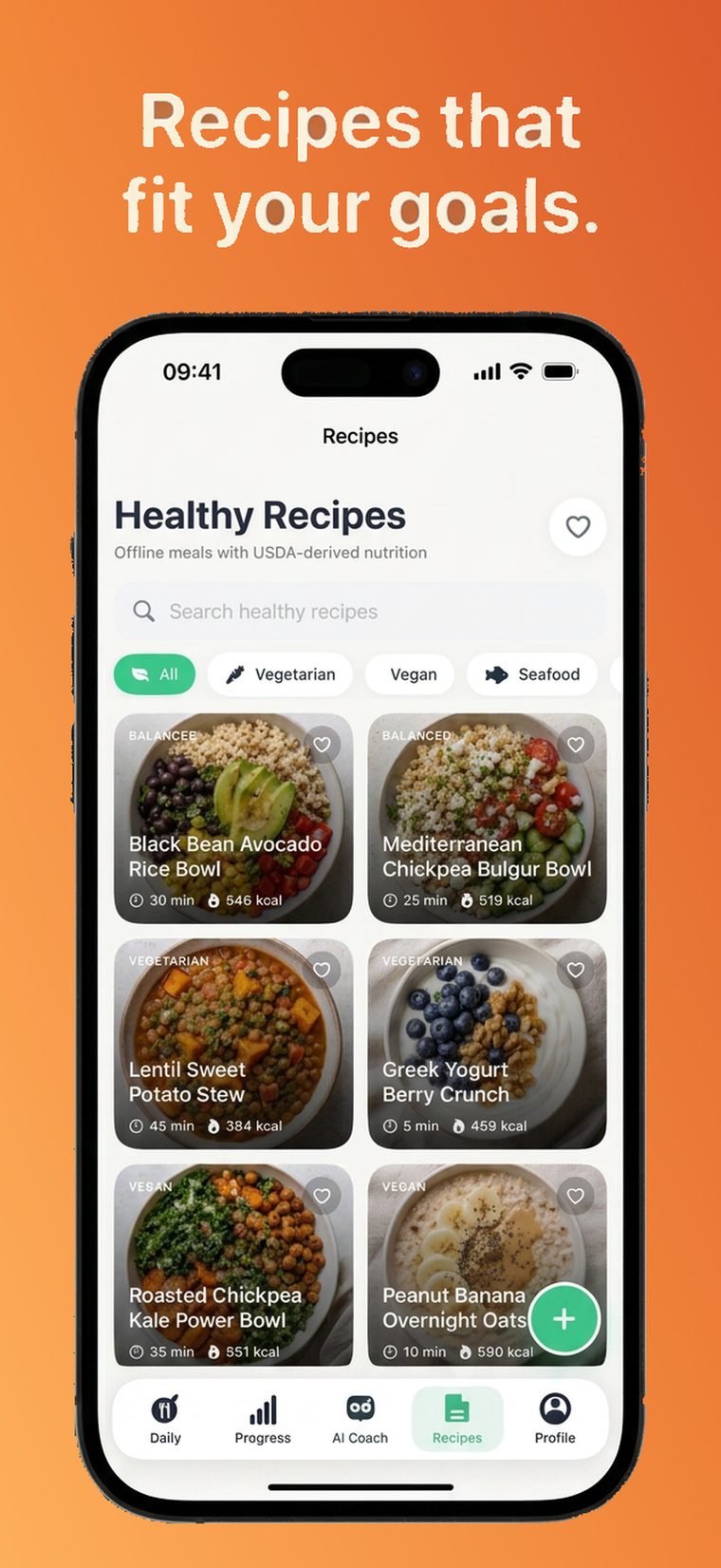 Healthy recipes library filtered by diet